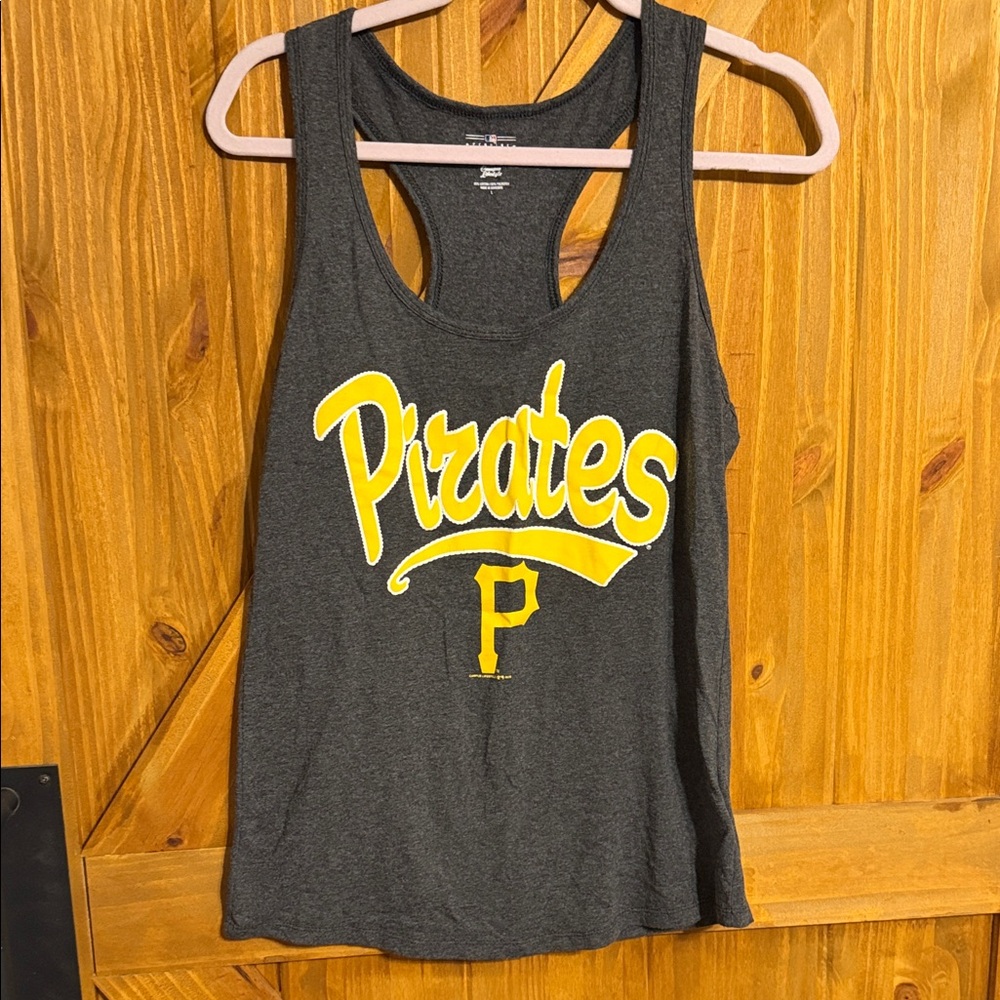 Pirates Graphic Racerback Tank Top - Dark Gray & Yellow